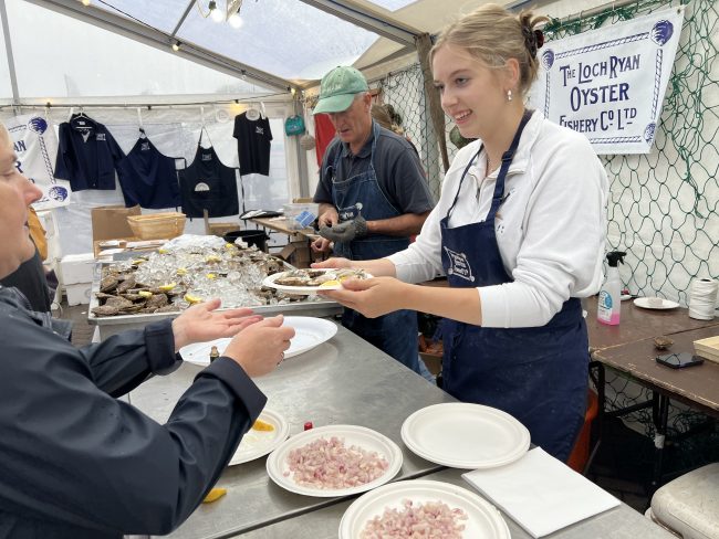 Serving oysters at the Stranraer Oyster Festival