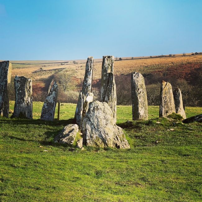 Neolithic standing stones on a hill in Galloway